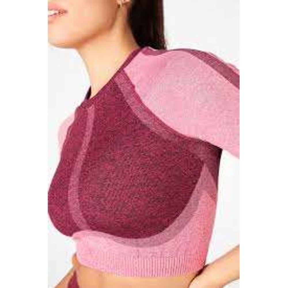 Fabletics Helena Seamless Crop Top Pink Burgundy SS2046223 Womens Medium‎ NWT